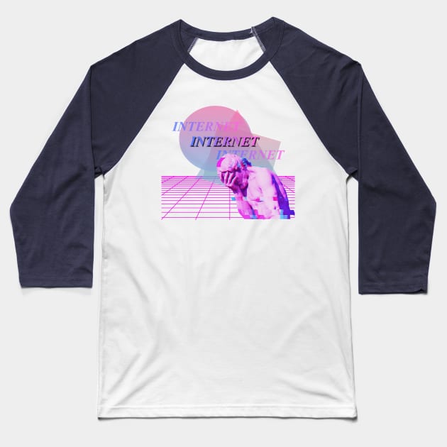 The Internet Was A Mistake-Vaporwave Baseball T-Shirt by valival